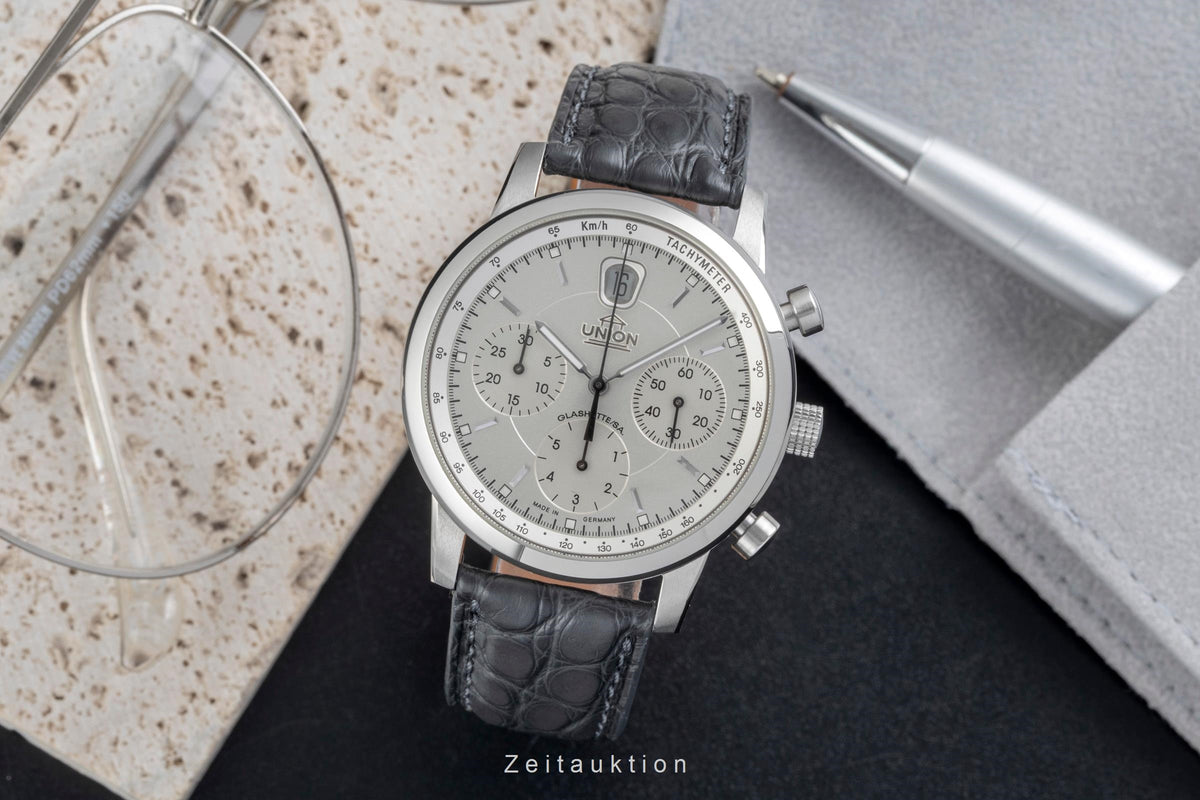 Union Glashütte Sport Chronograph Stahl Automatik Ref. 26-32-50-50-MB B&P [2605890]
