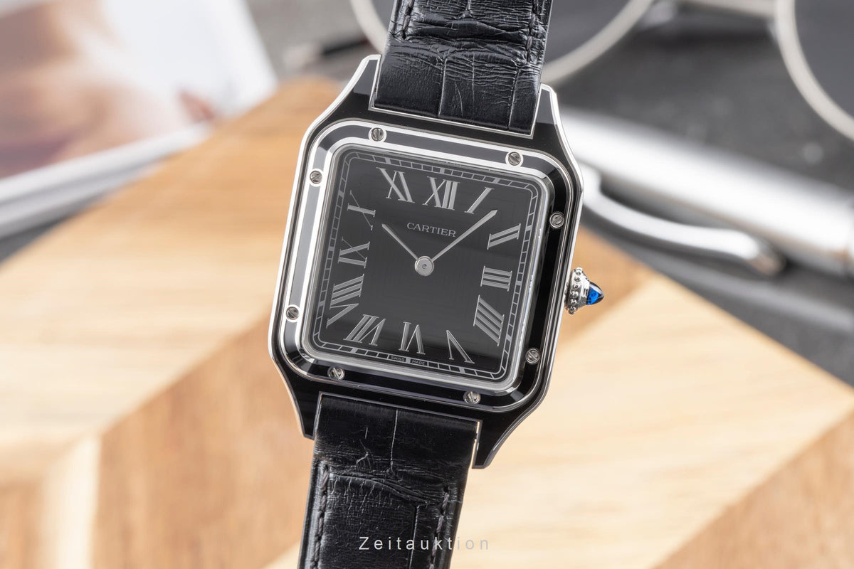 Cartier Santos Dumont Black Lacquer Handaufzug Herrenuhr Ref. WSSA0046 B&P 2025 [2605941]