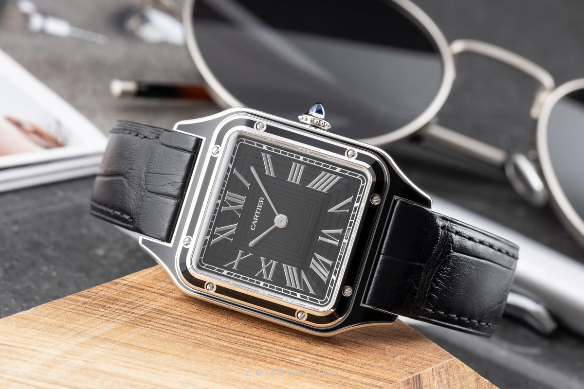 Cartier Santos Dumont Black Lacquer Handaufzug Herrenuhr Ref. WSSA0046 B&P 2025 [2605941]