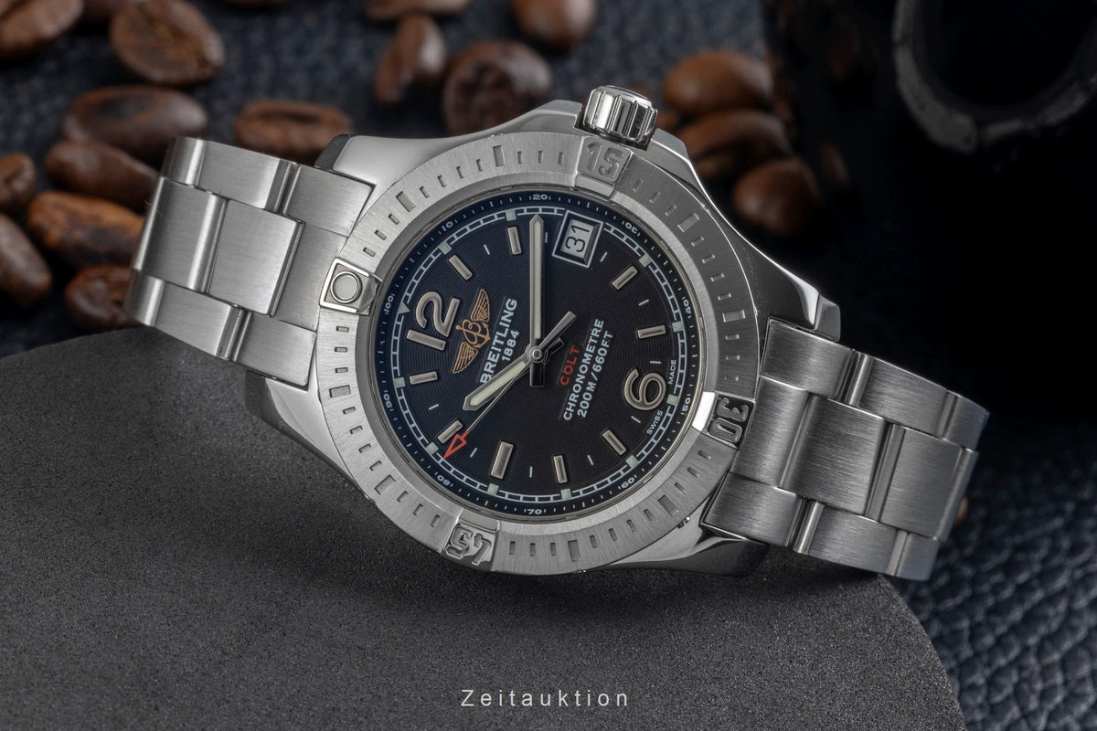 Breitling Colt Lady 33 Chronometer Datum Edelstahl Damenuhr Ref. A77388 B&P [2605995]