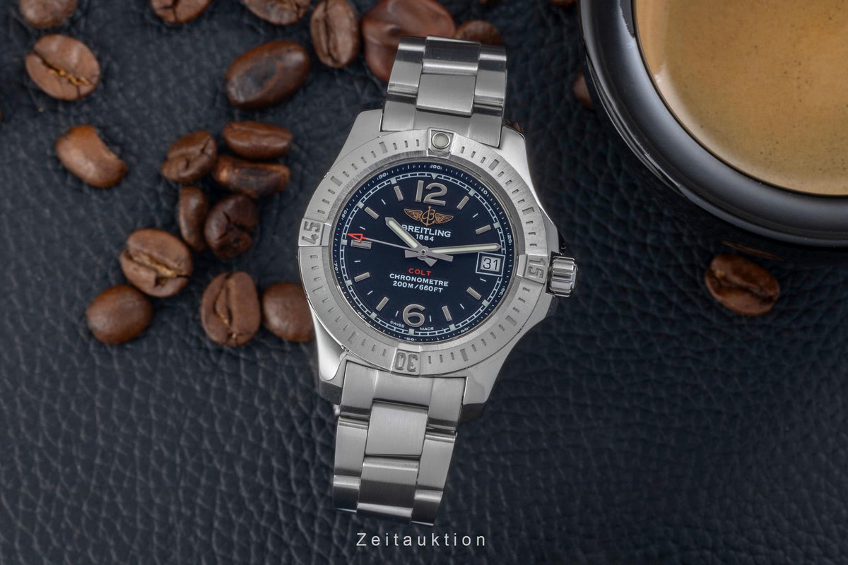 Breitling Colt Lady 33 Chronometer Datum Edelstahl Damenuhr Ref. A77388 B&P [2605995]