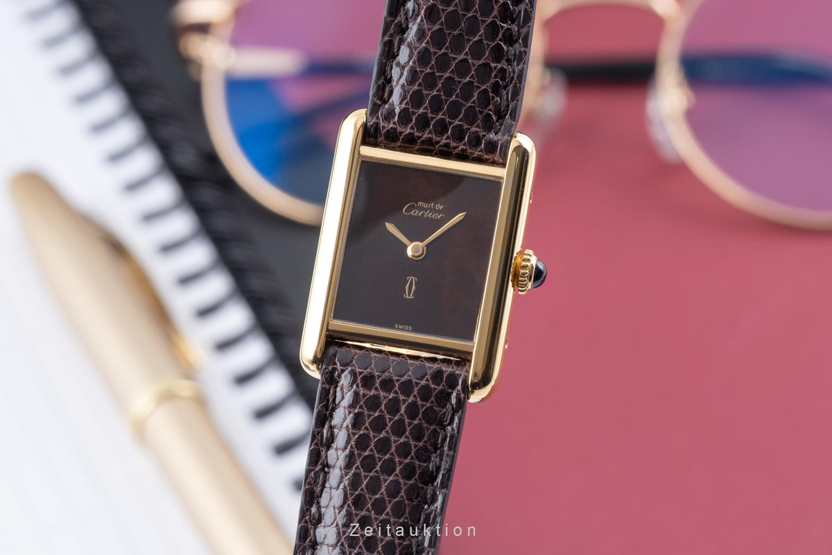 Cartier Tank silver-gilt manual winding women's watch  [2606015]
