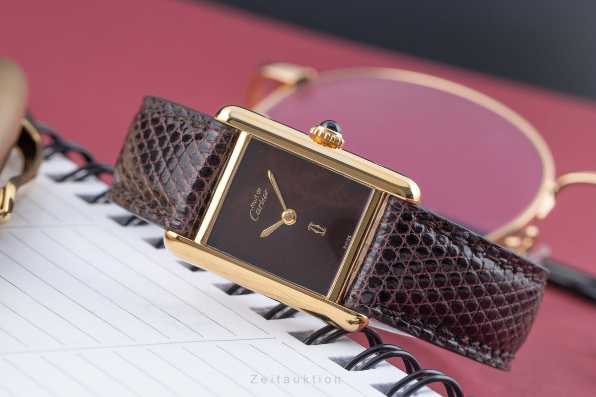 Cartier Tank silver-gilt manual winding women's watch  [2606015]