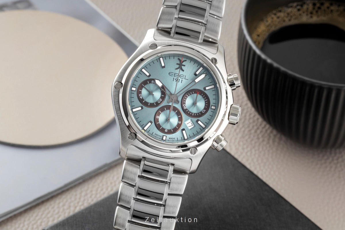 Ebel 1911 chronographe acier automatique montre pour hommes 1216680  08.2.14.2055 LP: 3950EUR  [2606043]