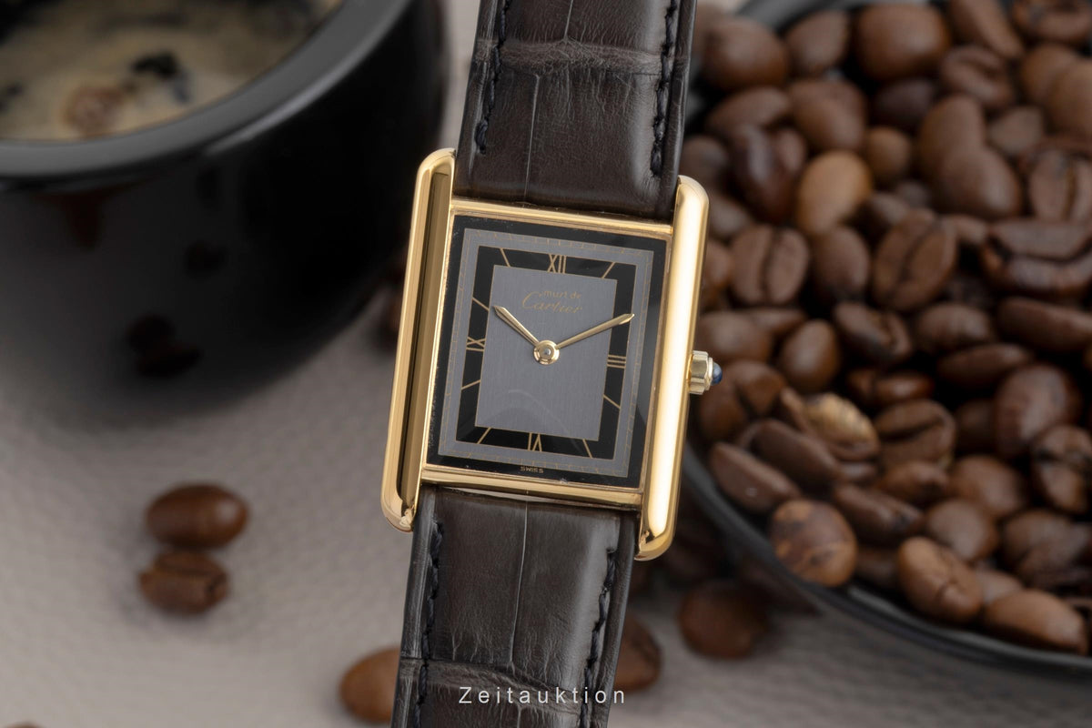 Cartier Tank plata banada en oro cuarzo reloj para damas  681006  [2606046]