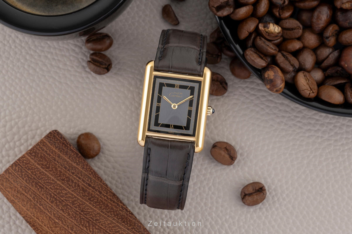 Cartier Tank plata banada en oro cuarzo reloj para damas  681006  [2606046]