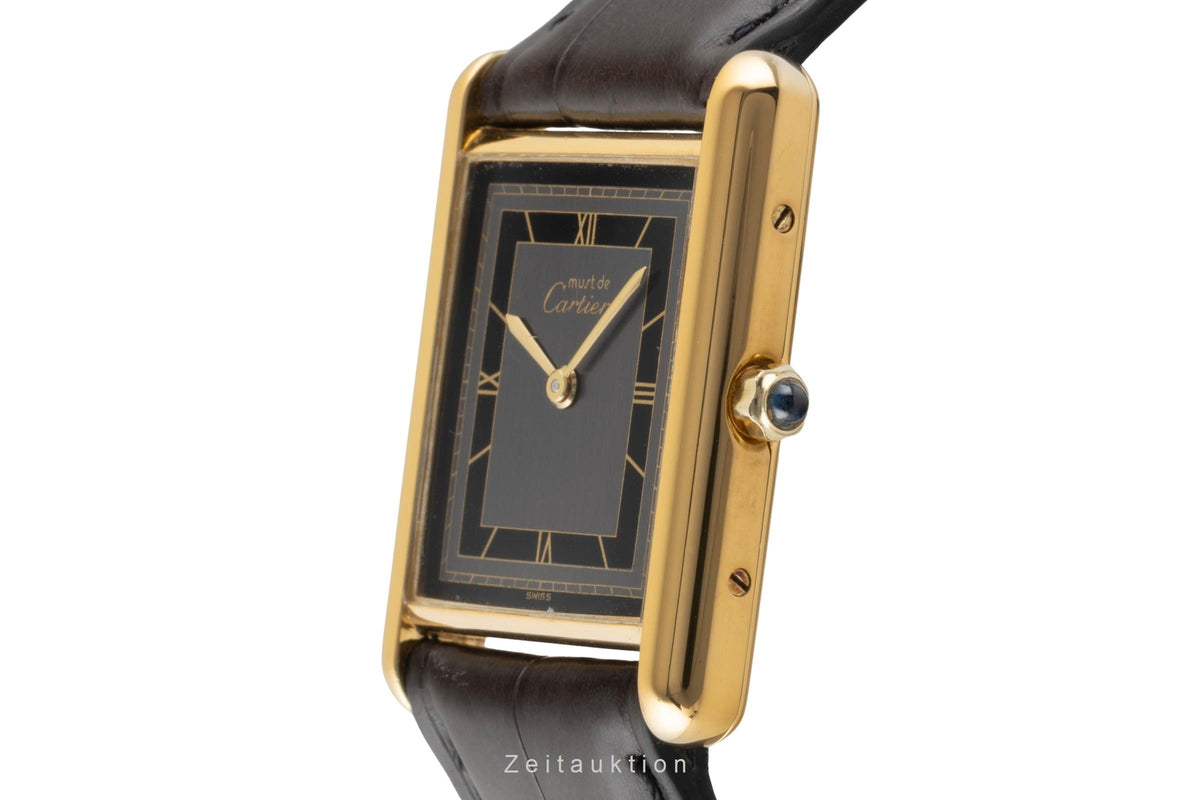 Cartier Tank plata banada en oro cuarzo reloj para damas  681006  [2606046]