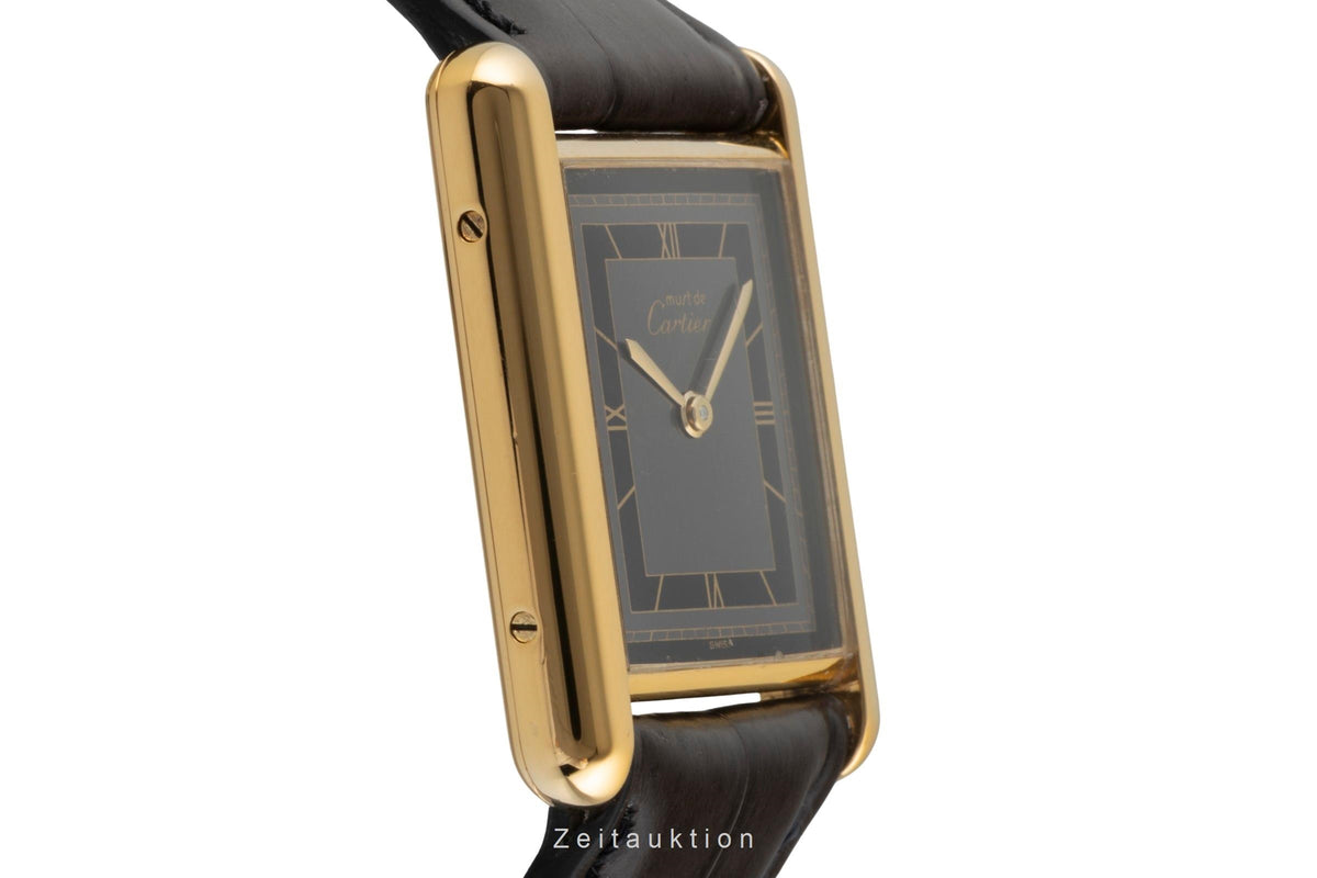 Cartier Tank plata banada en oro cuarzo reloj para damas  681006  [2606046]