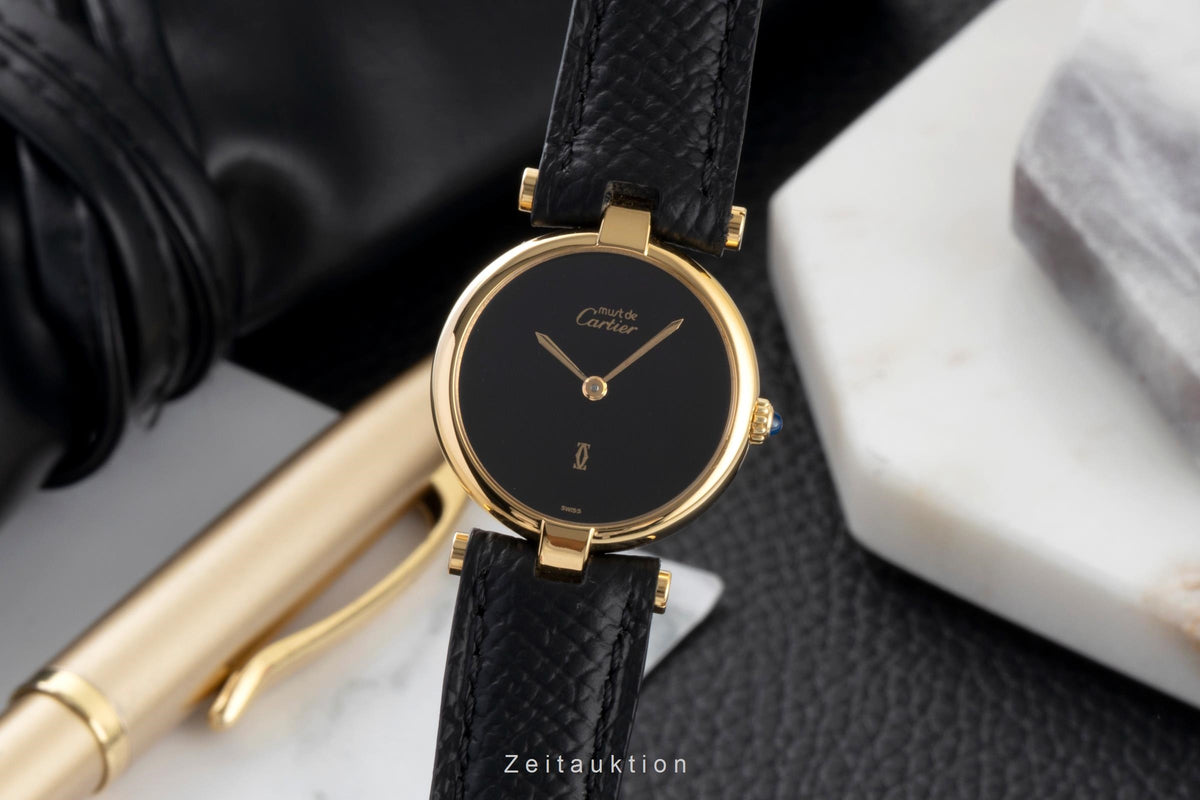 Cartier Vermeil plata banada en oro cuarzo reloj para damas   [2606049]