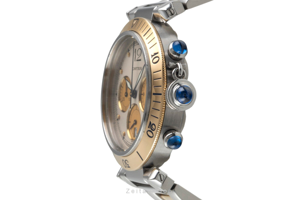 Cartier Pasha cronografo acciaio / oro quarzo orologio da uomo W31011H3  [2606078]