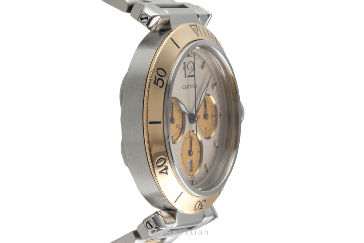 Cartier Pasha cronografo acciaio / oro quarzo orologio da uomo W31011H3  [2606078]