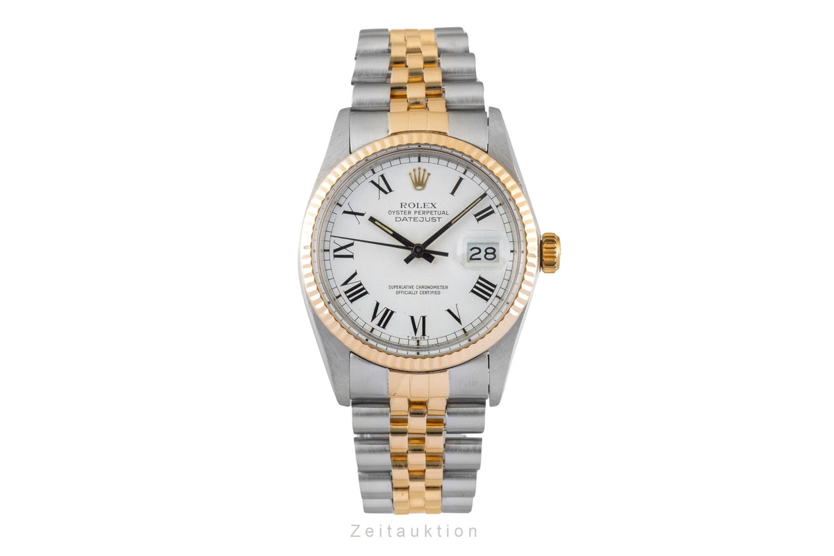Rolex Datejust 36 Buckley Dial Stahl / Gold Automatik Herrenuhr 16013 Paper 1984 [2606276]