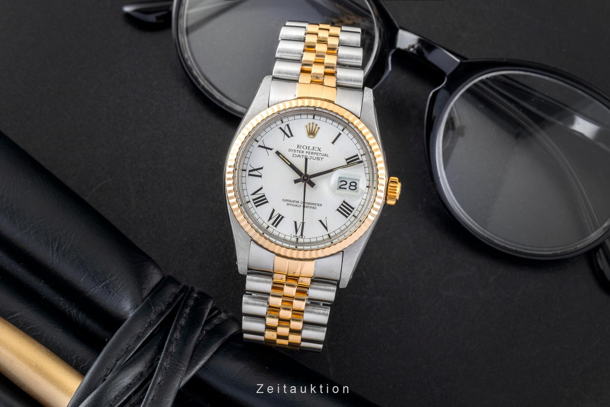 Rolex Datejust 36 Buckley Dial Stahl / Gold Automatik Herrenuhr 16013 Paper 1984 [2606276]