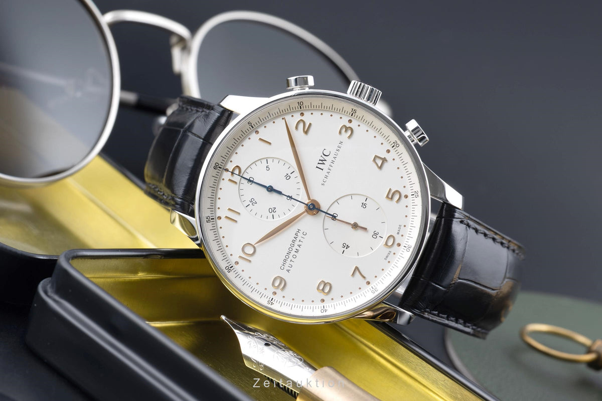 IWC Portugieser chronographe acier automatique montre pour hommes IW371445 LP: 9200EUR  [2606402]