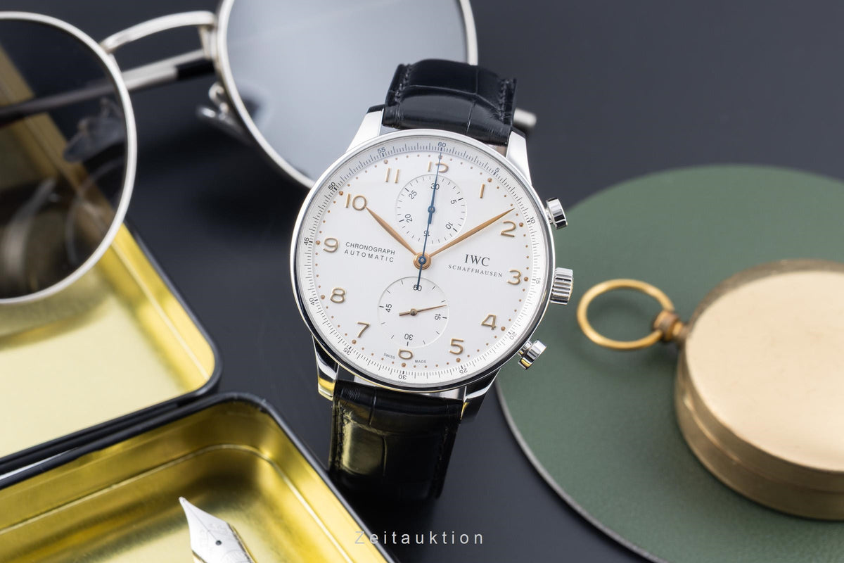 IWC Portugieser chronographe acier automatique montre pour hommes IW371445 LP: 9200EUR  [2606402]