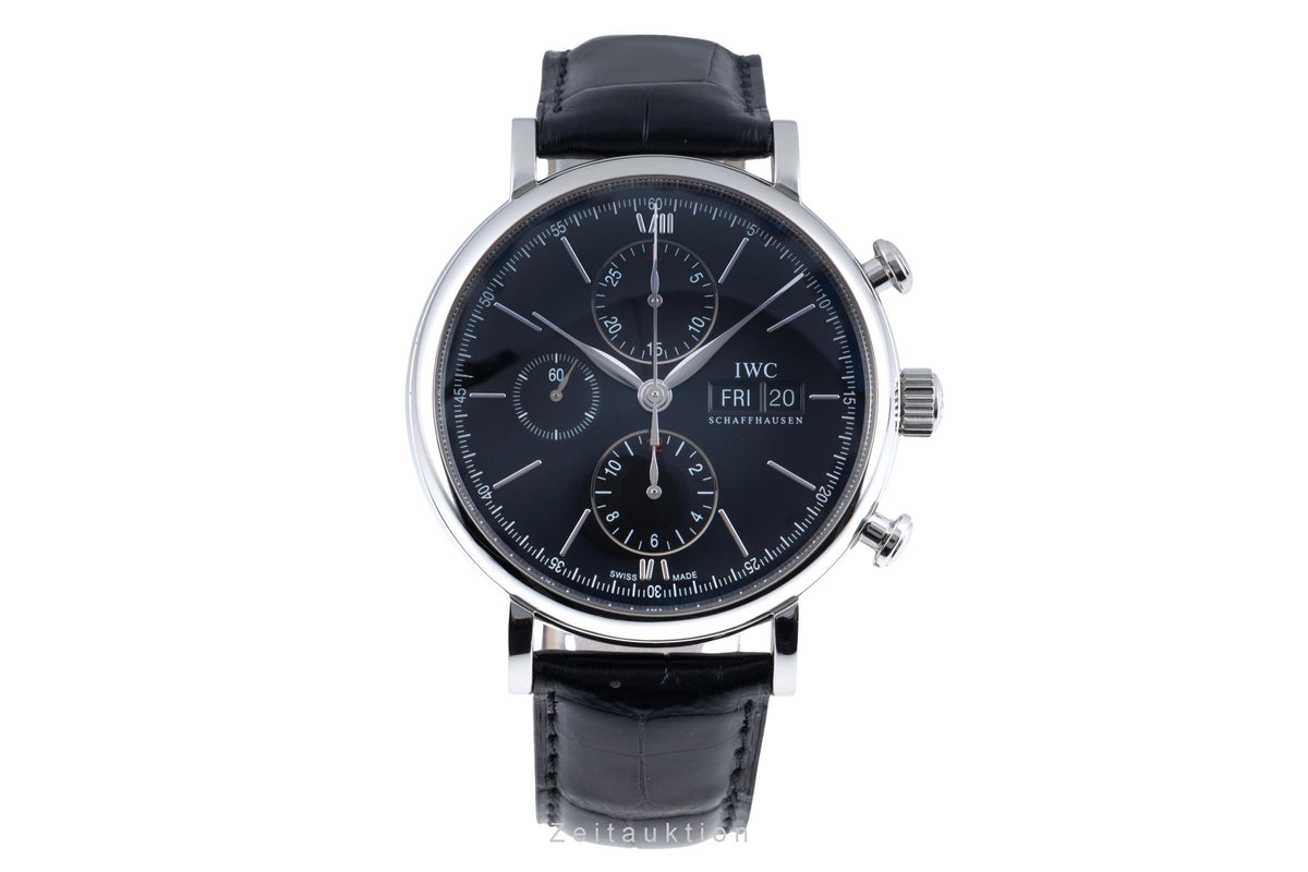 IWC Portofino Chronograph Black Dial Stahl Automatik Herrenuhr Ref. IW391008 [2606439]