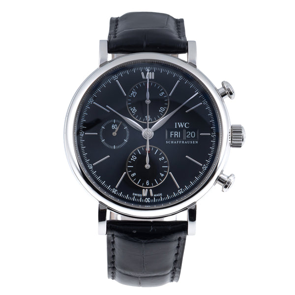 IWC Portofino Chronograph Black Dial Stahl Automatik Herrenuhr Ref. IW391008 [2606439]