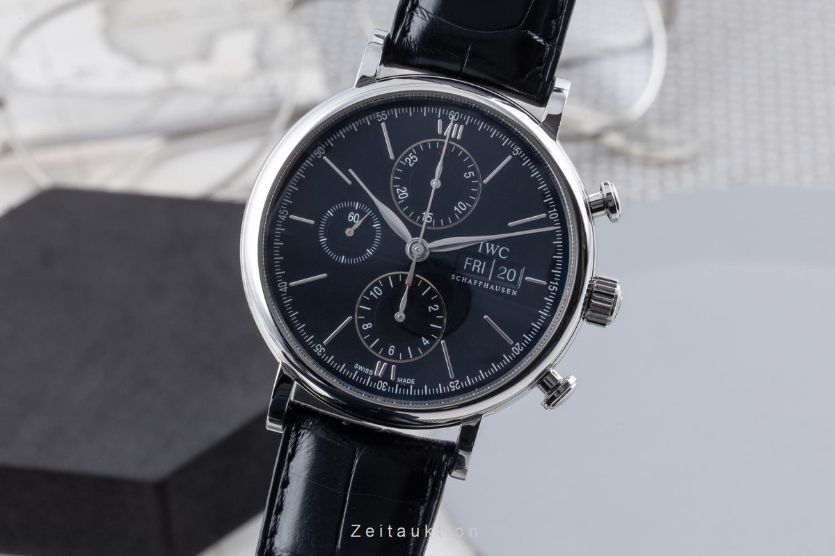 IWC Portofino Chronograph Black Dial Stahl Automatik Herrenuhr Ref. IW391008 [2606439]