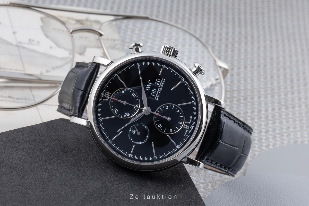 IWC Portofino Chronograph Black Dial Stahl Automatik Herrenuhr Ref. IW391008 [2606439]