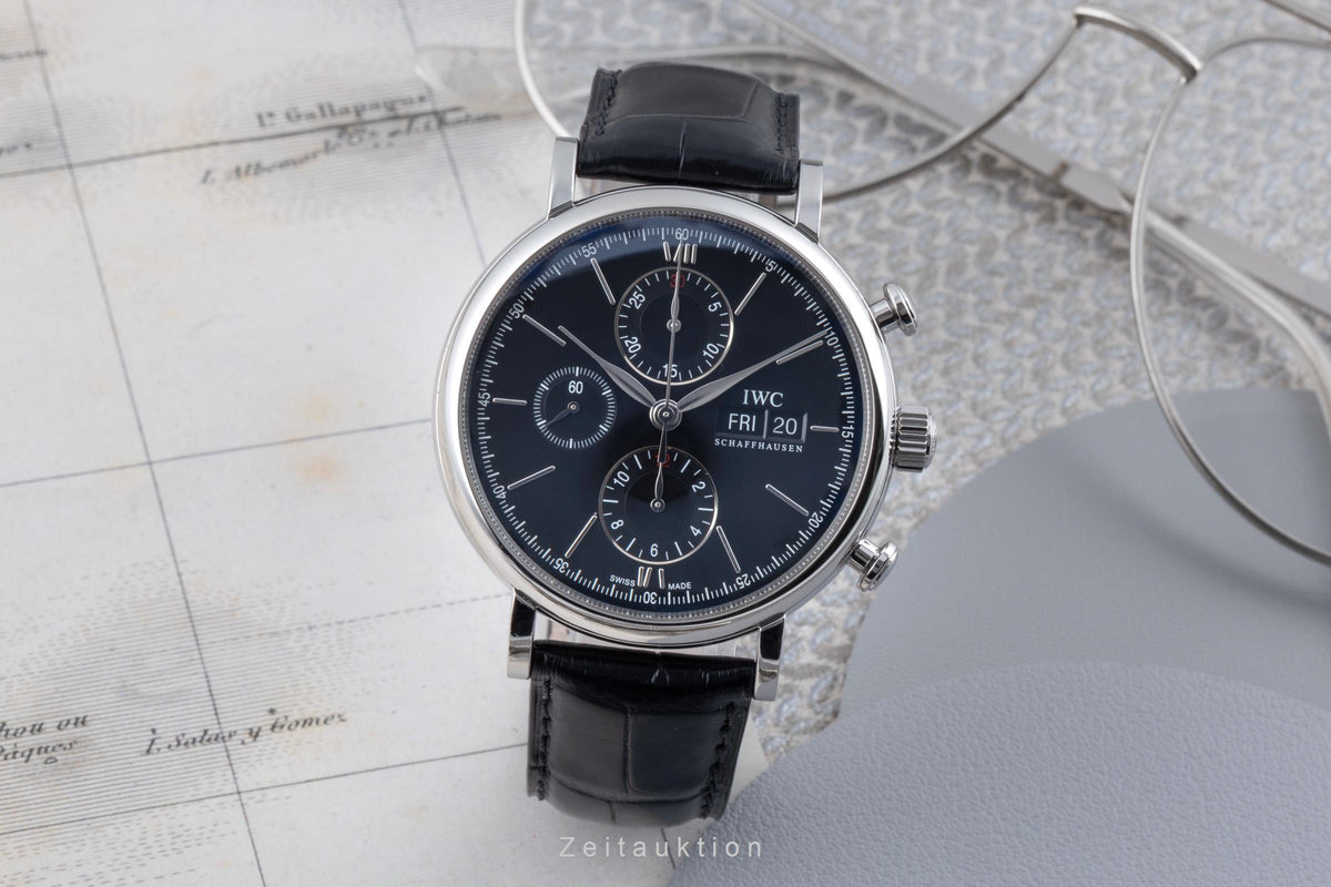 IWC Portofino Chronograph Black Dial Stahl Automatik Herrenuhr Ref. IW391008 [2606439]