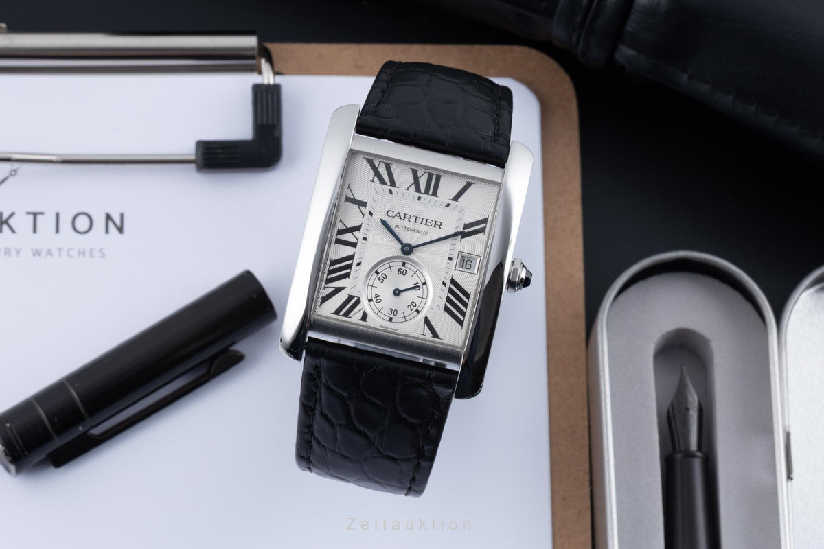 Cartier Tank MC Automatik Edelstahl Herrenuhr Ref. W5330003 Klassiker B&P [2606454]