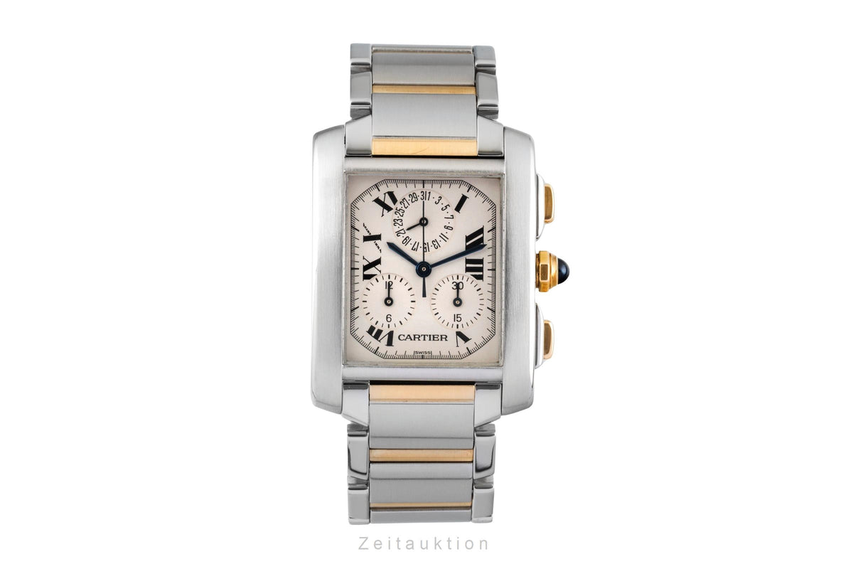 Cartier Tank Francaise chronograph steel / gold quartz men's watch W51004Q4  [2606495]