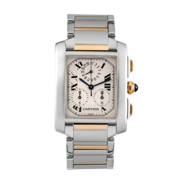 Cartier Tank Francaise chronograph steel / gold quartz men's watch W51004Q4  [2606495]