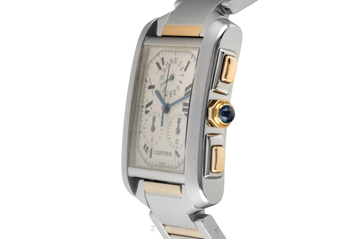 Cartier Tank Francaise chronograph steel / gold quartz men's watch W51004Q4  [2606495]