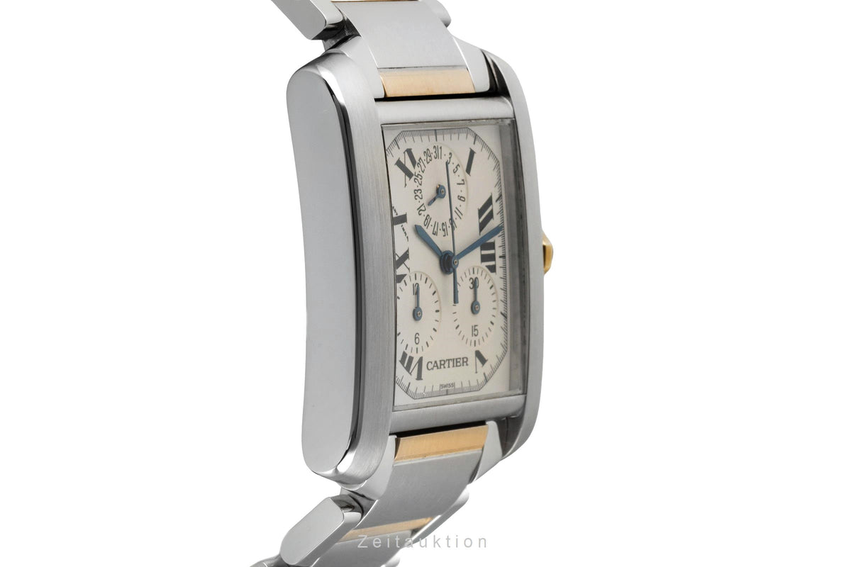 Cartier Tank Francaise chronograph steel / gold quartz men's watch W51004Q4  [2606495]
