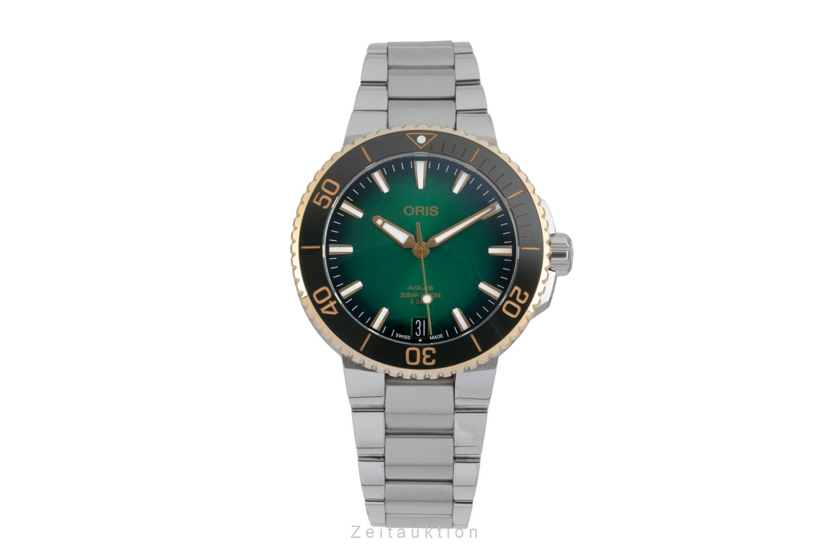 Oris Aquis Date steel / gold automatic men's watch 01 400 7769 6357-07 8 22 09PEB LP: 4300EUR  [2606738]