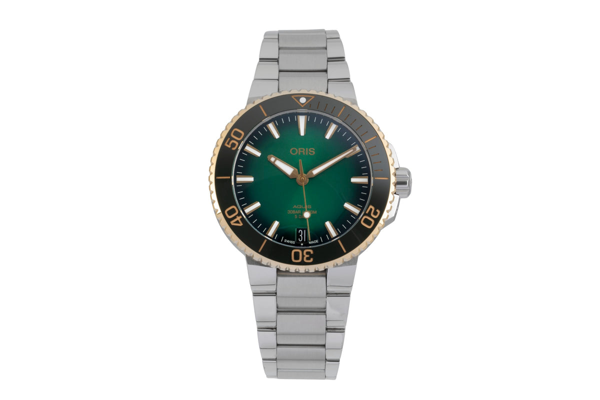 Oris Aquis Date acier / or  automatique montre pour hommes 01 400 7769 6357-07 8 22 09PEB LP: 4300EUR  [2606738]