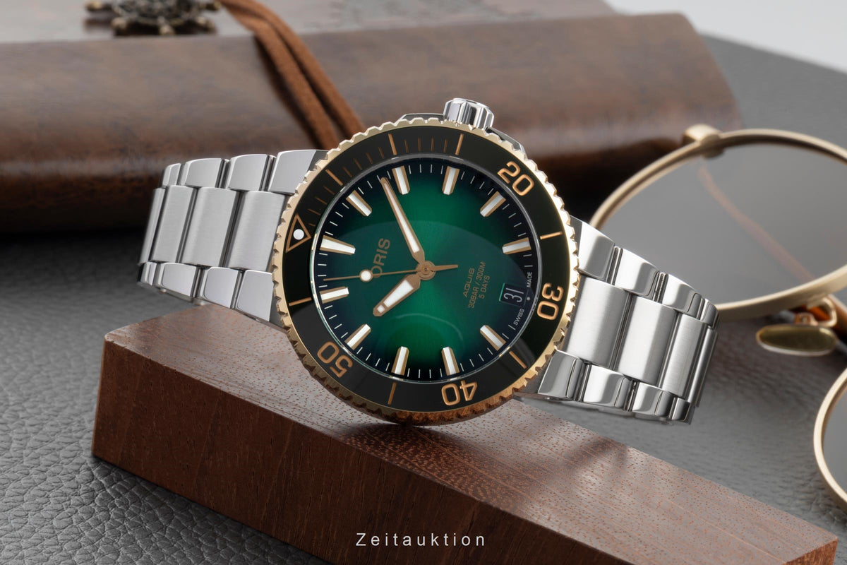 Oris Aquis Date steel / gold automatic men's watch 01 400 7769 6357-07 8 22 09PEB LP: 4300EUR  [2606738]
