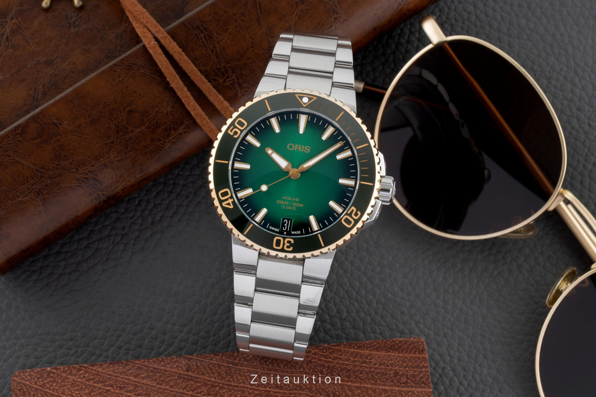 Oris Aquis Date steel / gold automatic men's watch 01 400 7769 6357-07 8 22 09PEB LP: 4300EUR  [2606738]