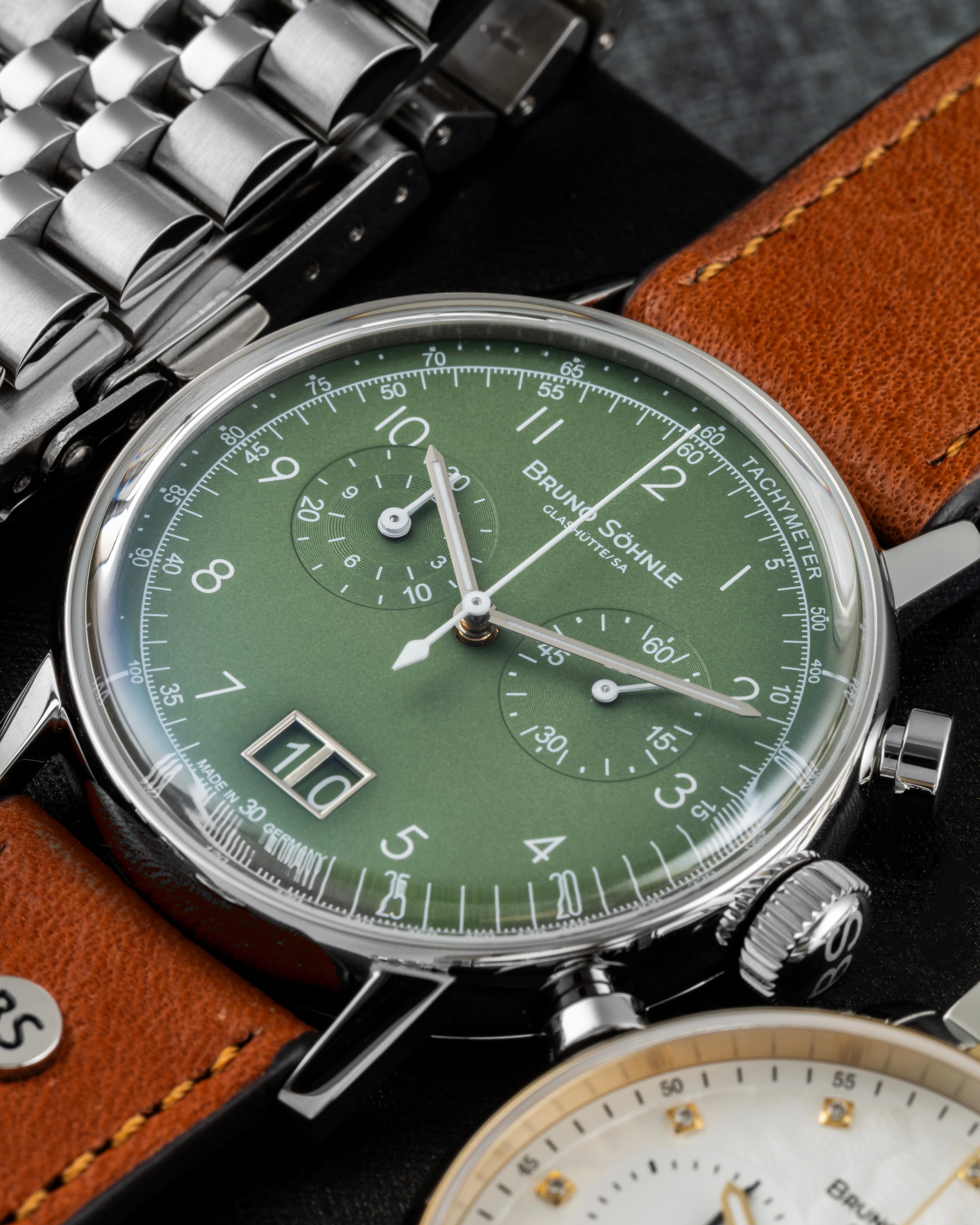 Bruno Soehnle Uhr Chronograph mit gruenem Zifferblatt