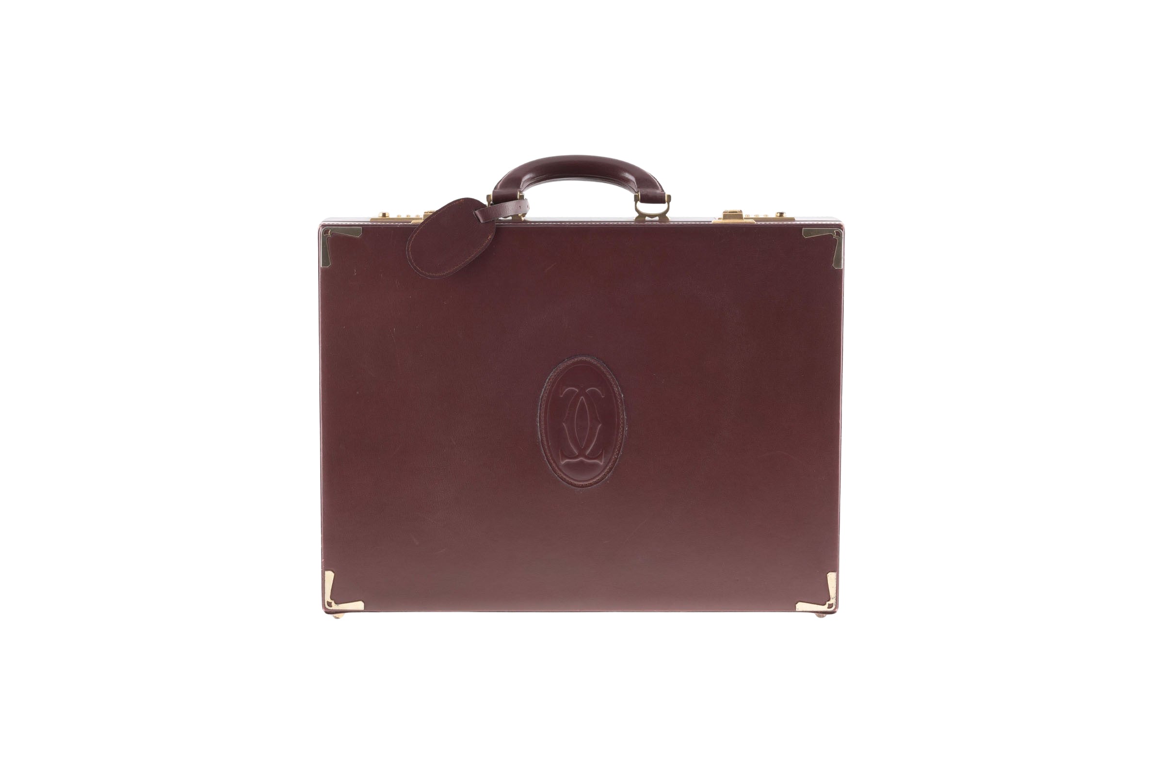 Cartier Leder Aktenkoffer 24 Std mit Kofferanhänger 80er Jahre Vintage Koffer[KL26012]