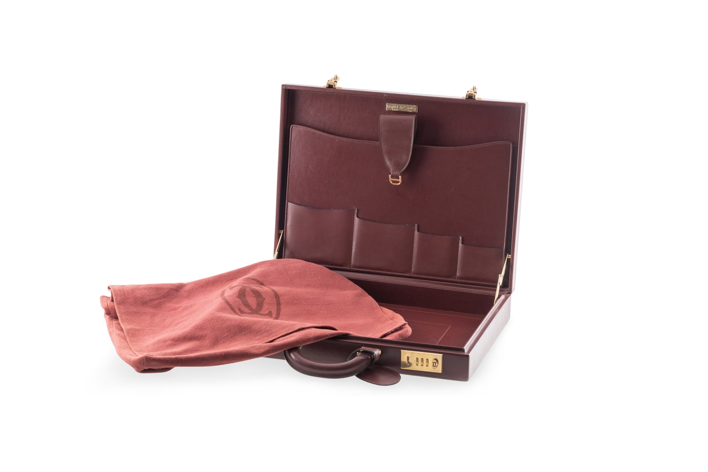 Cartier leather briefcase 24-hour with luggage tag 1980s vintage