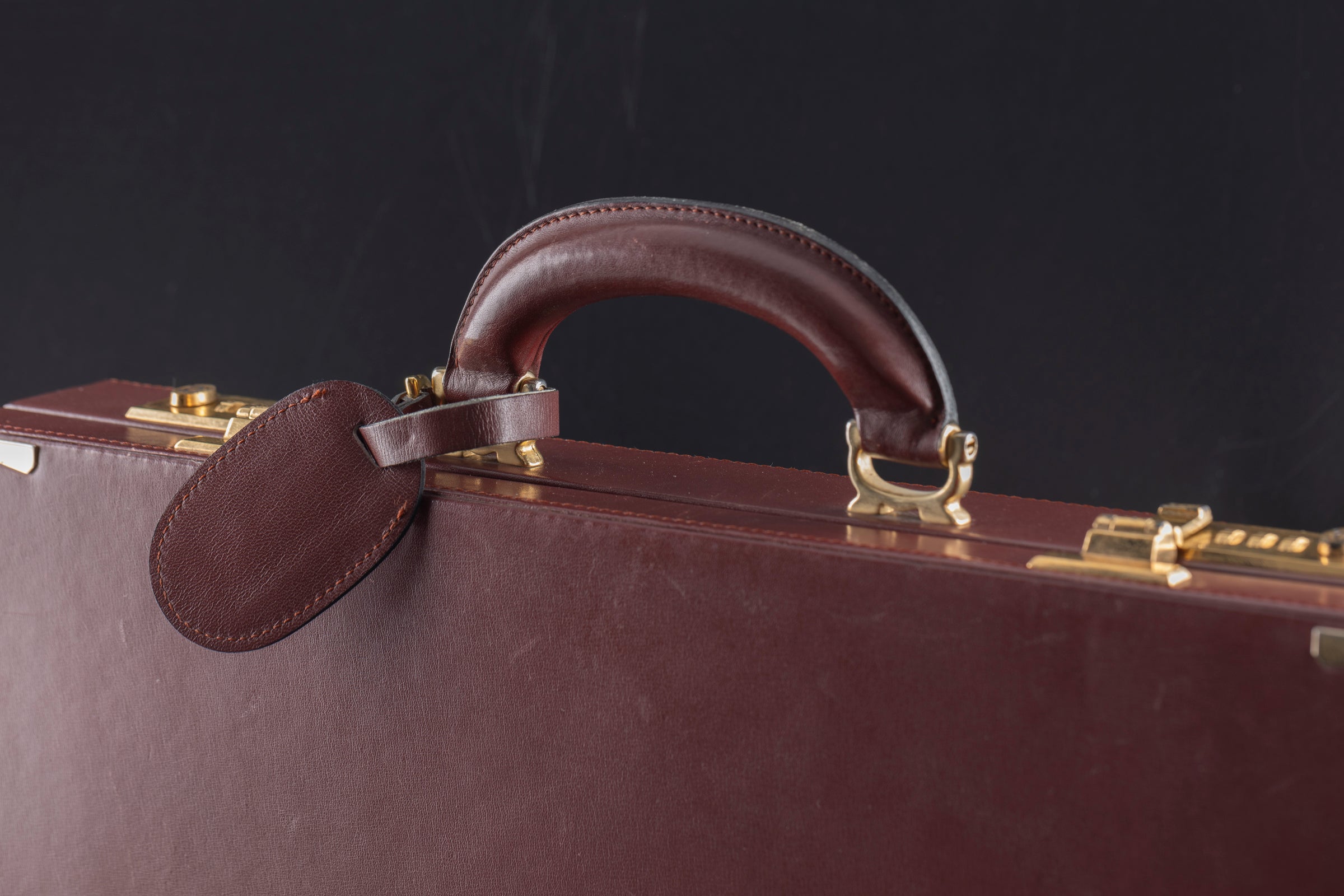 Cartier leather briefcase 24-hour with luggage tag 1980s vintage