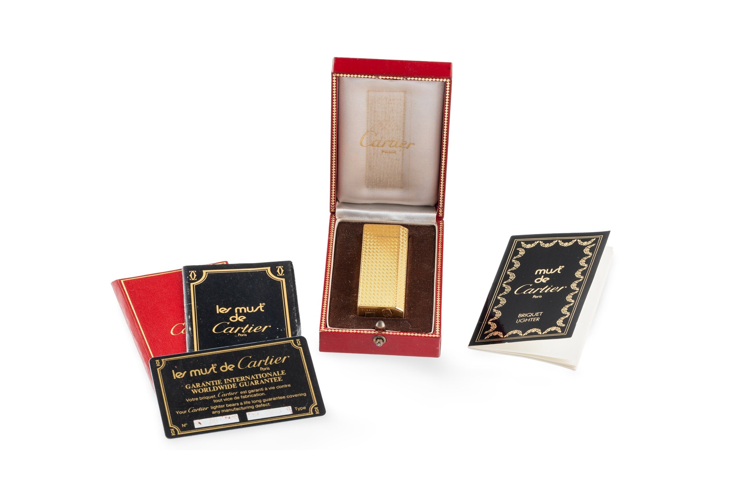 Cartier Briquets Lighters Lighter Gold Plated with Box & Booklets