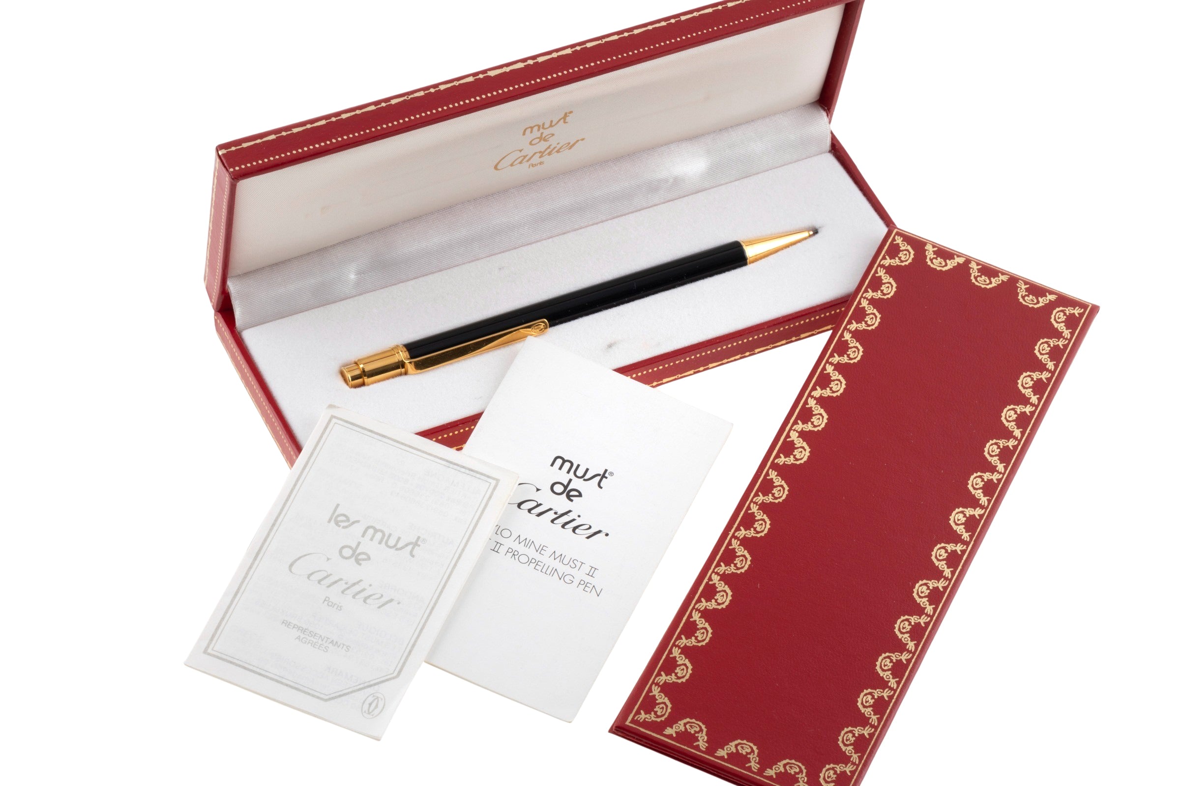 Cartier Stylo Mine Must II Bleistift Lack Schwarz / Gold Finish [KL25911]