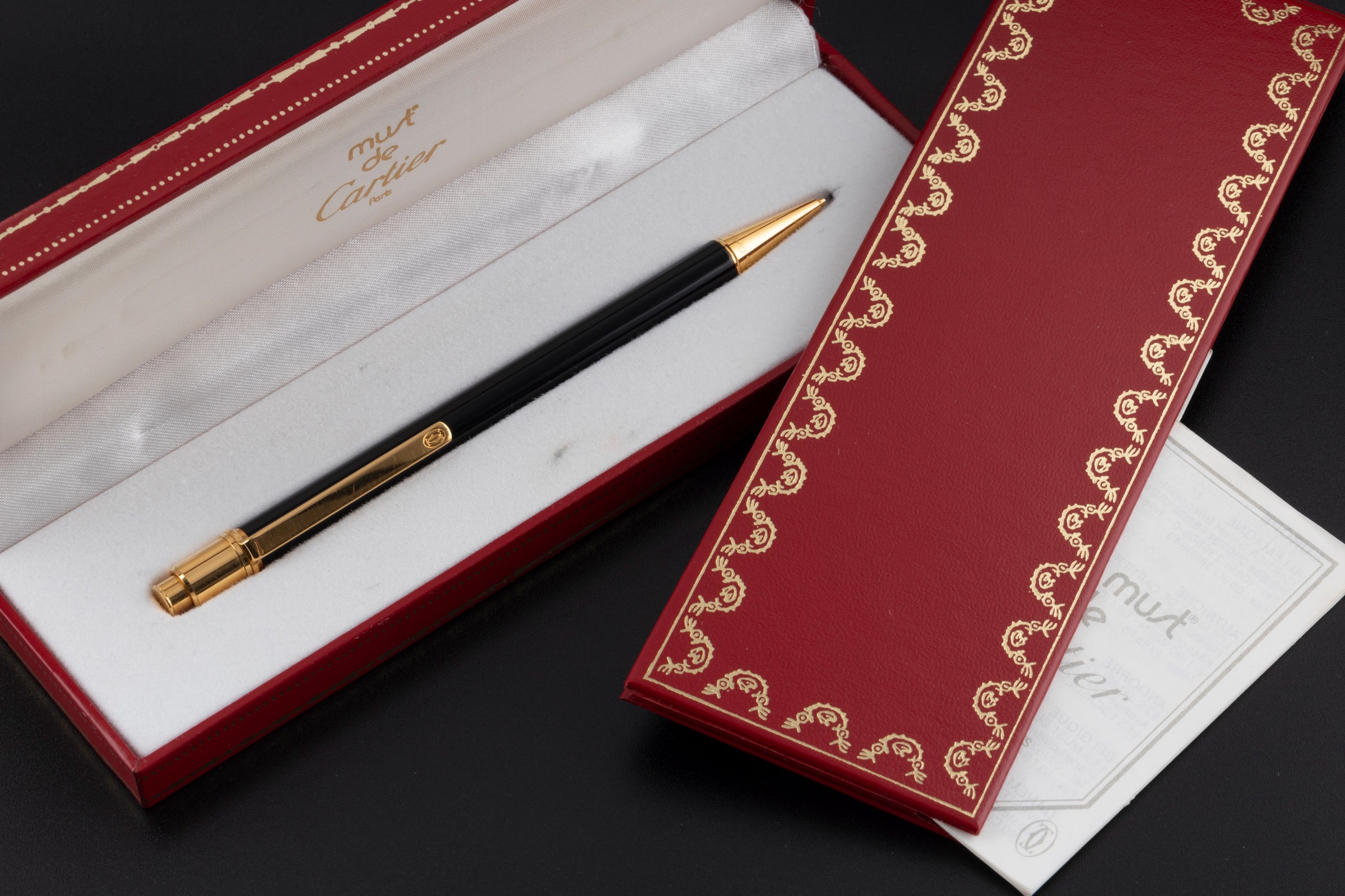 Cartier Stylo Mine Must II Bleistift Lack Schwarz / Gold Finish [KL25911]