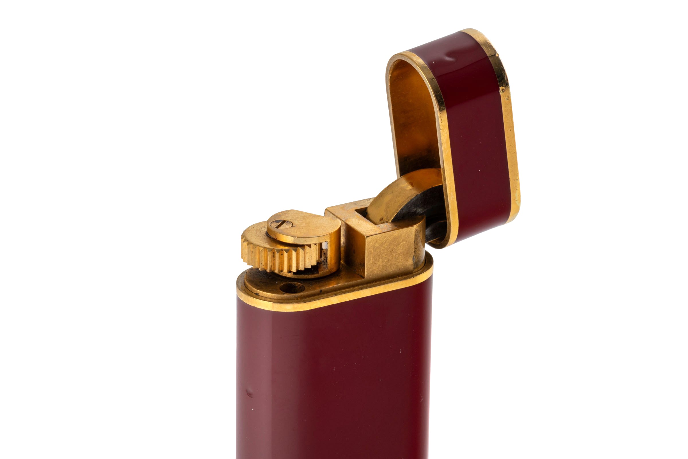 Cartier レッドケース 金メッキライター Cartier Briquets Lighters Feuerzeug Lacquered Garnet Red Ref. CA