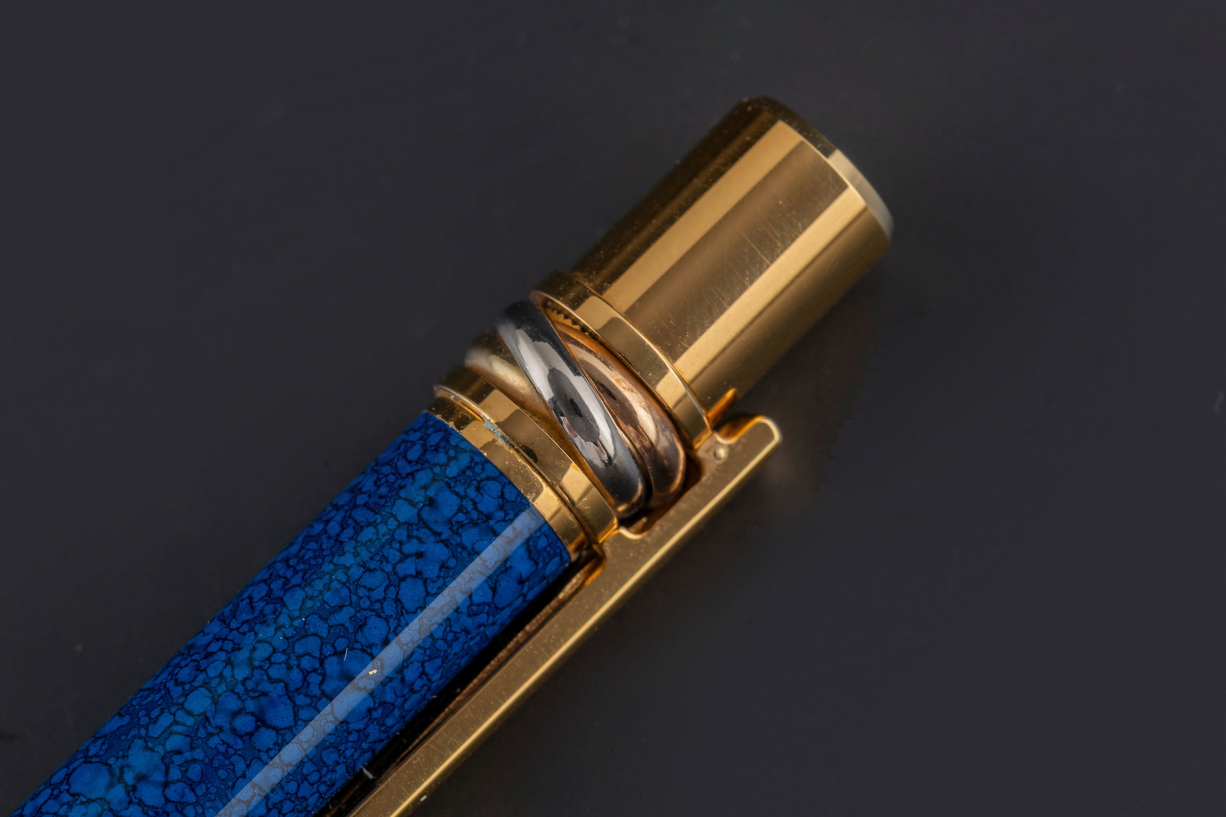 Cartier Ballpoint Pen Must Lacquer Blue Ballpoint Pen Trinity Blue