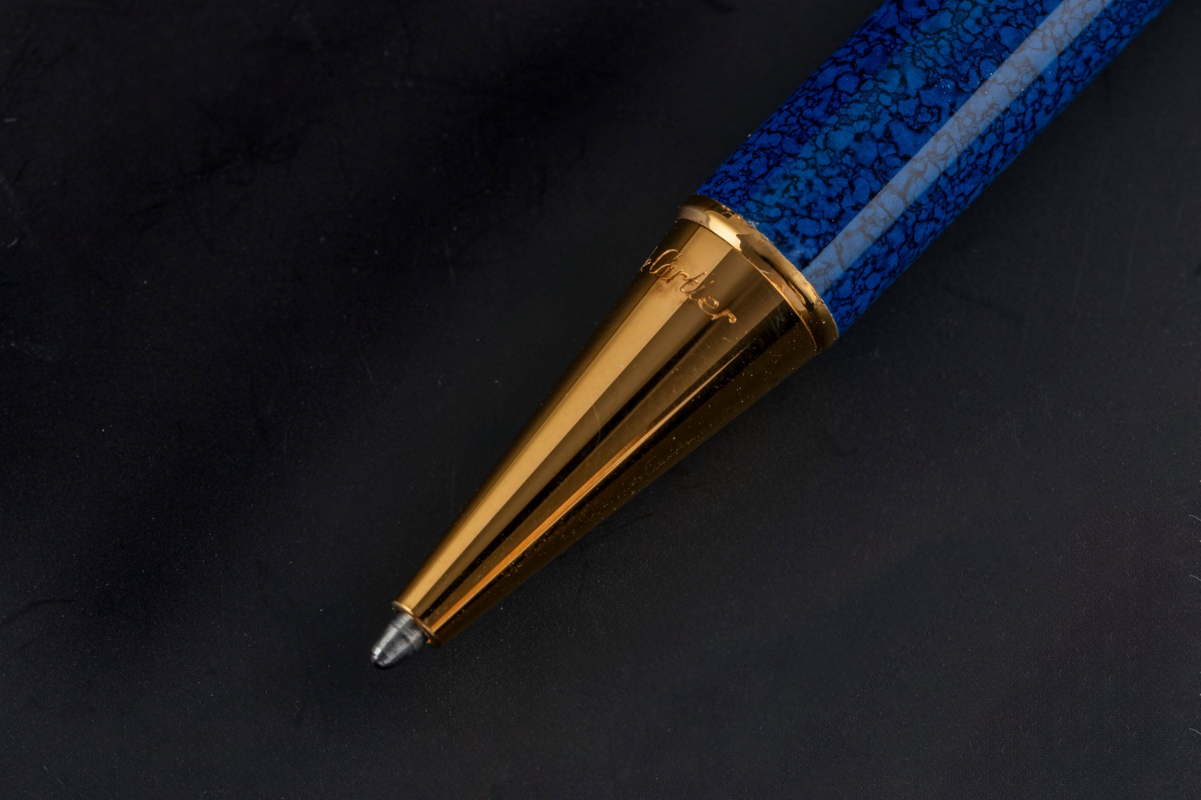 Cartier Ballpoint Pen Must Lacquer Blue Ballpoint Pen Trinity Blue