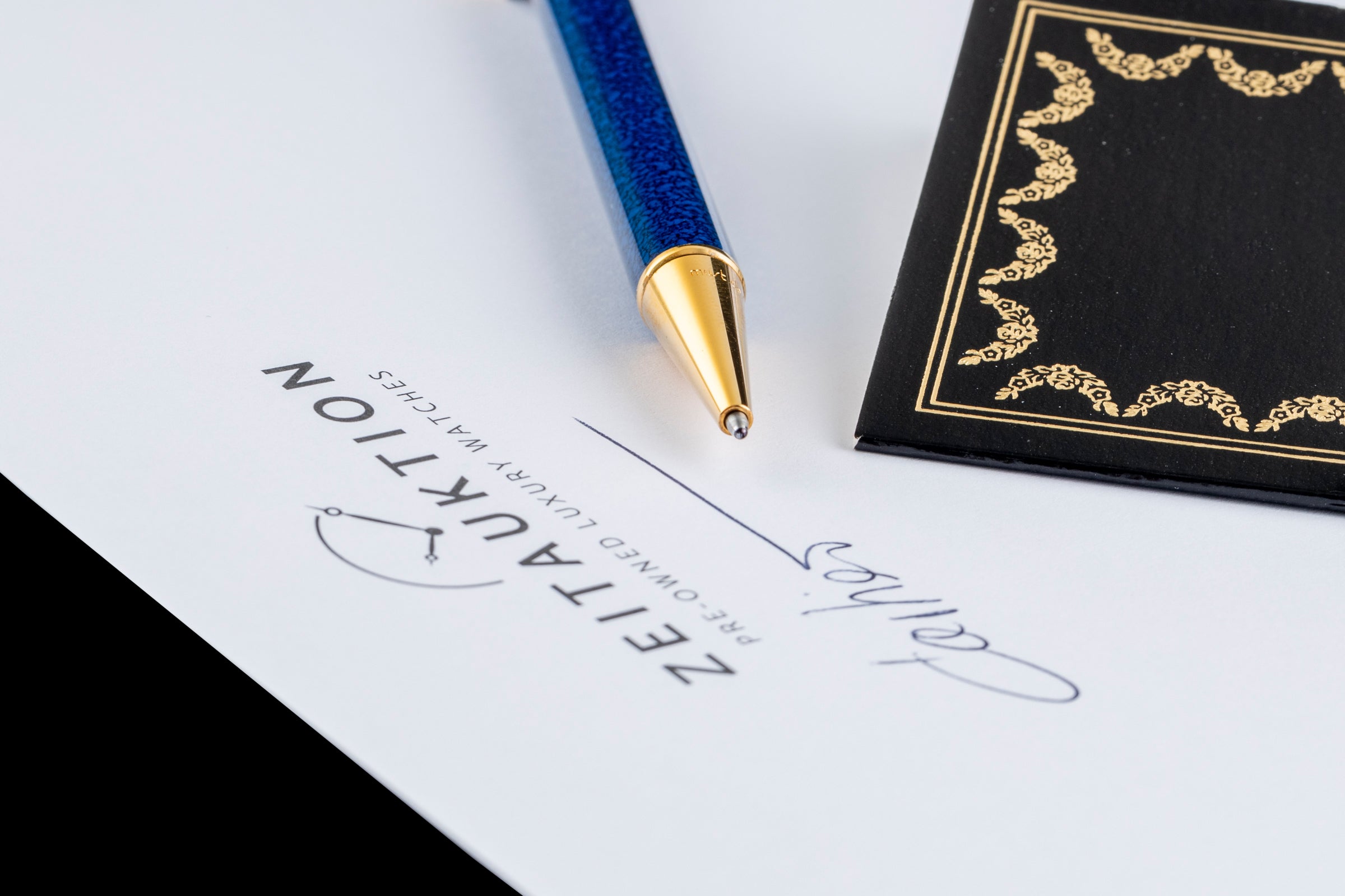 Cartier Stylo Bille Must Lacca blu Kugelschreiber Trinity Blue Pen Ref. ST150008[KL25884]