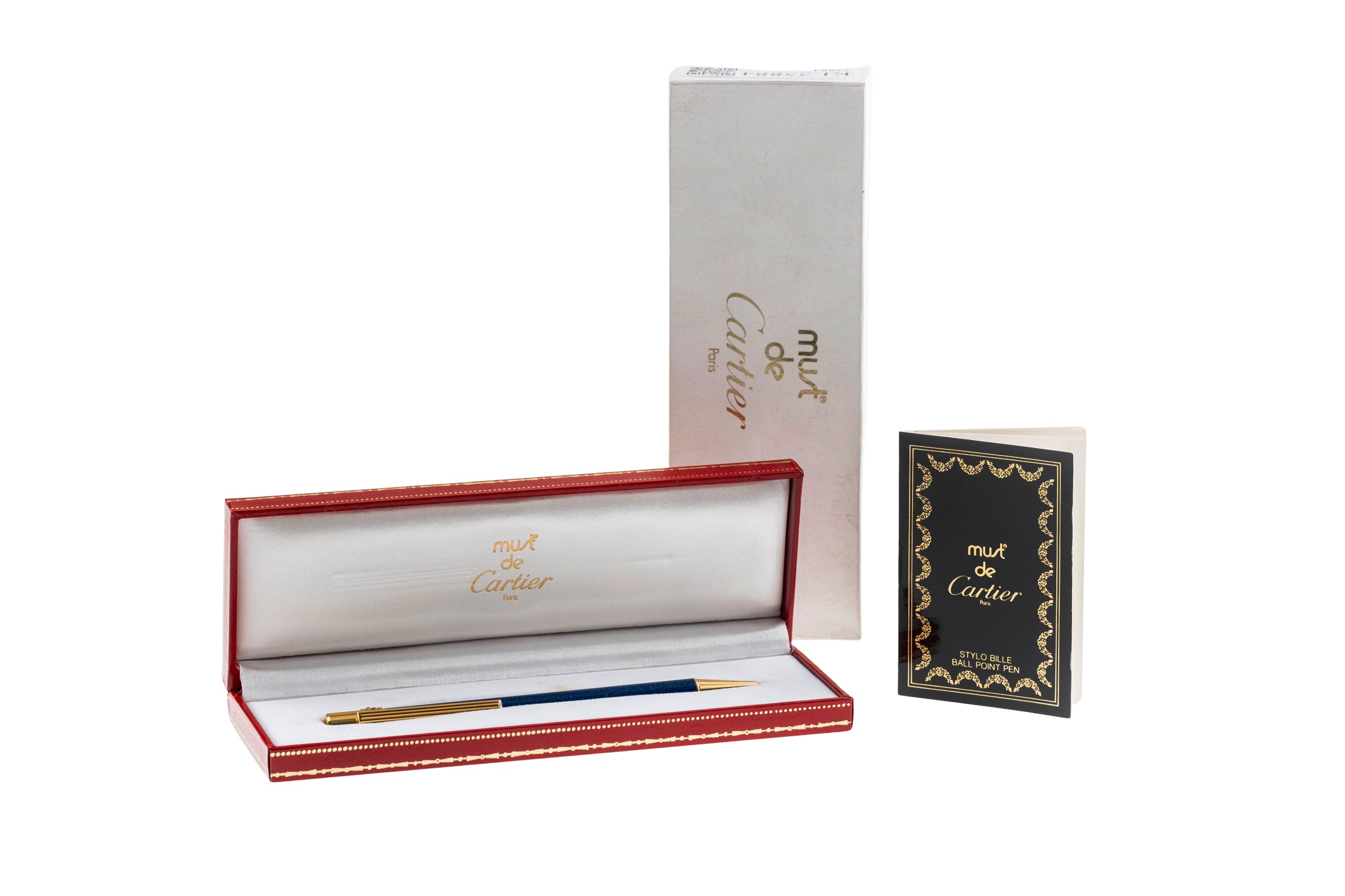 Cartier Ballpoint Pen Must Lacquer Blue Ballpoint Pen Trinity Blue