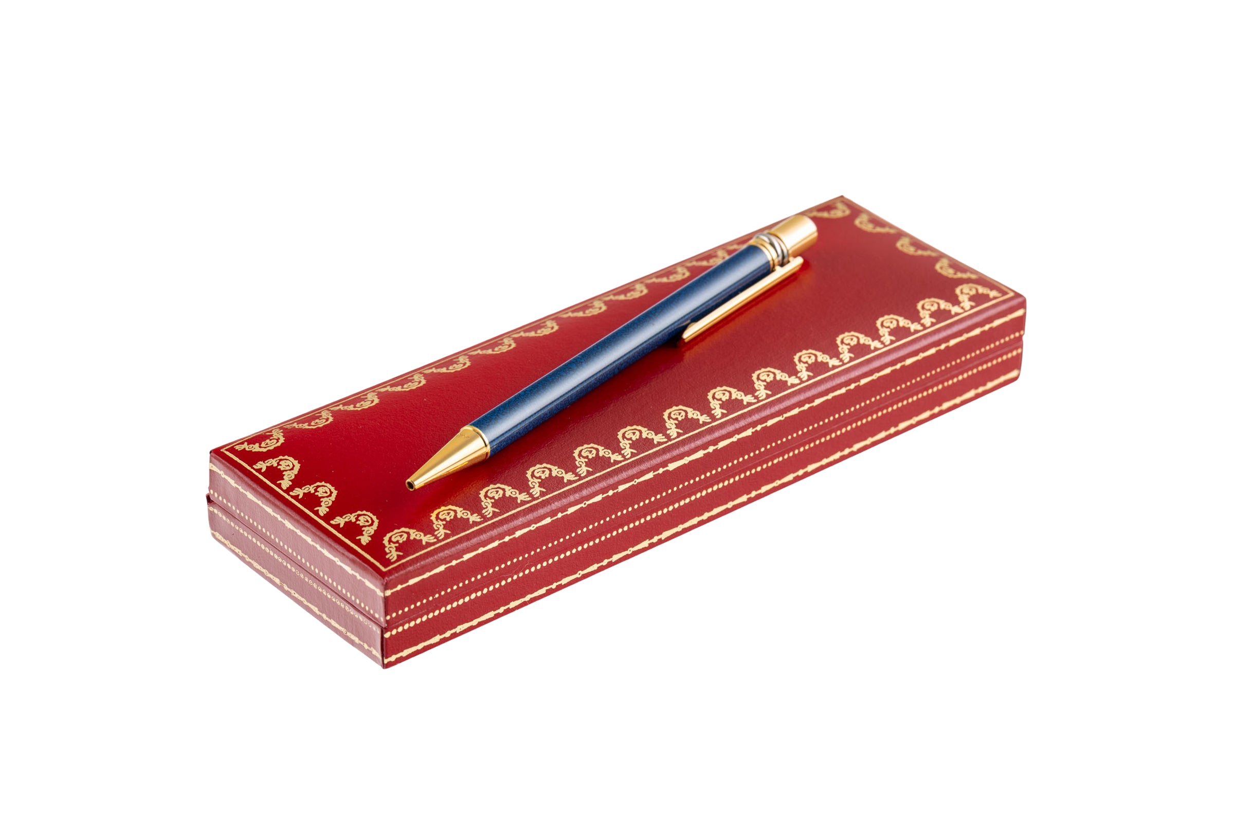 Cartier Ballpoint Pen Must Lacquer Blue Ballpoint Pen Trinity Blue