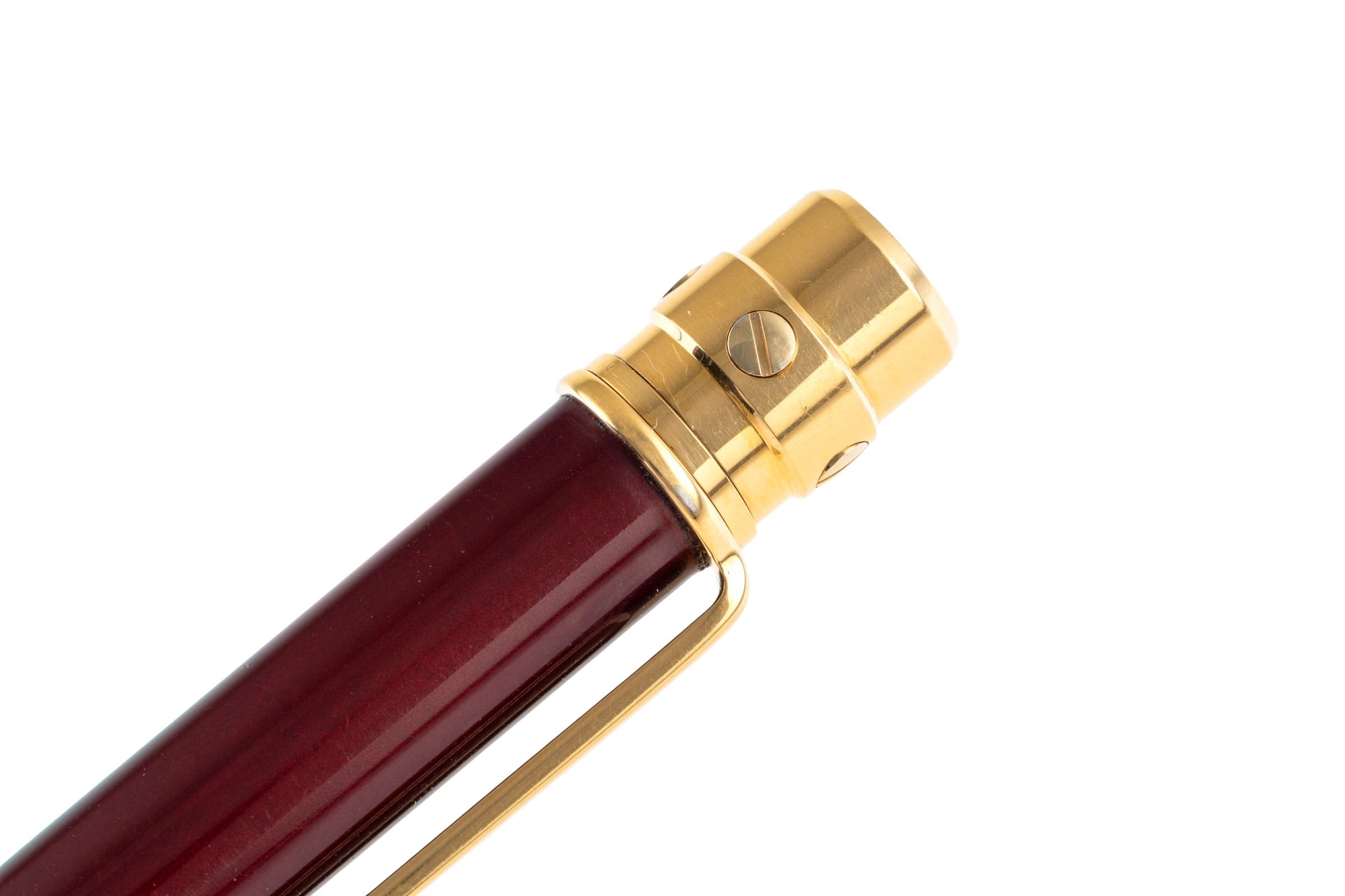 Cartier Must II Santos bolígrafo laca Bordeaux chapado en oro Ref. ST 150190[KL25988]