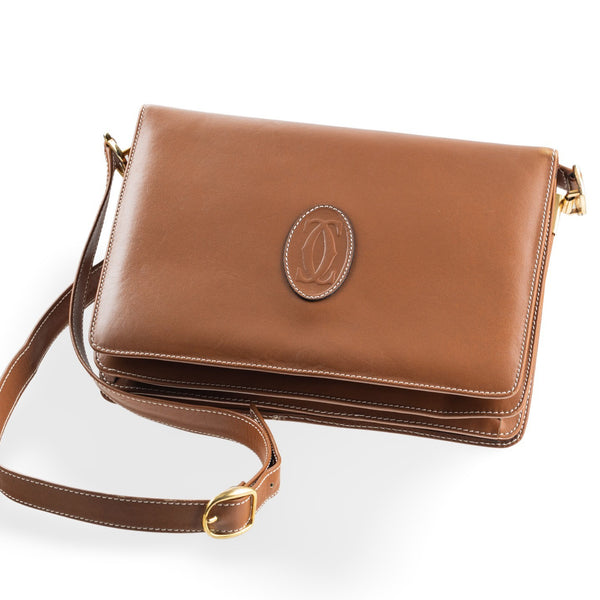 Cartier Vintage Leather Bag Must de Cartier Brown Shoulder Bag Authentic w/ Card Cartier Brown Bags & Handbags for Women for sale | eBay main image 3