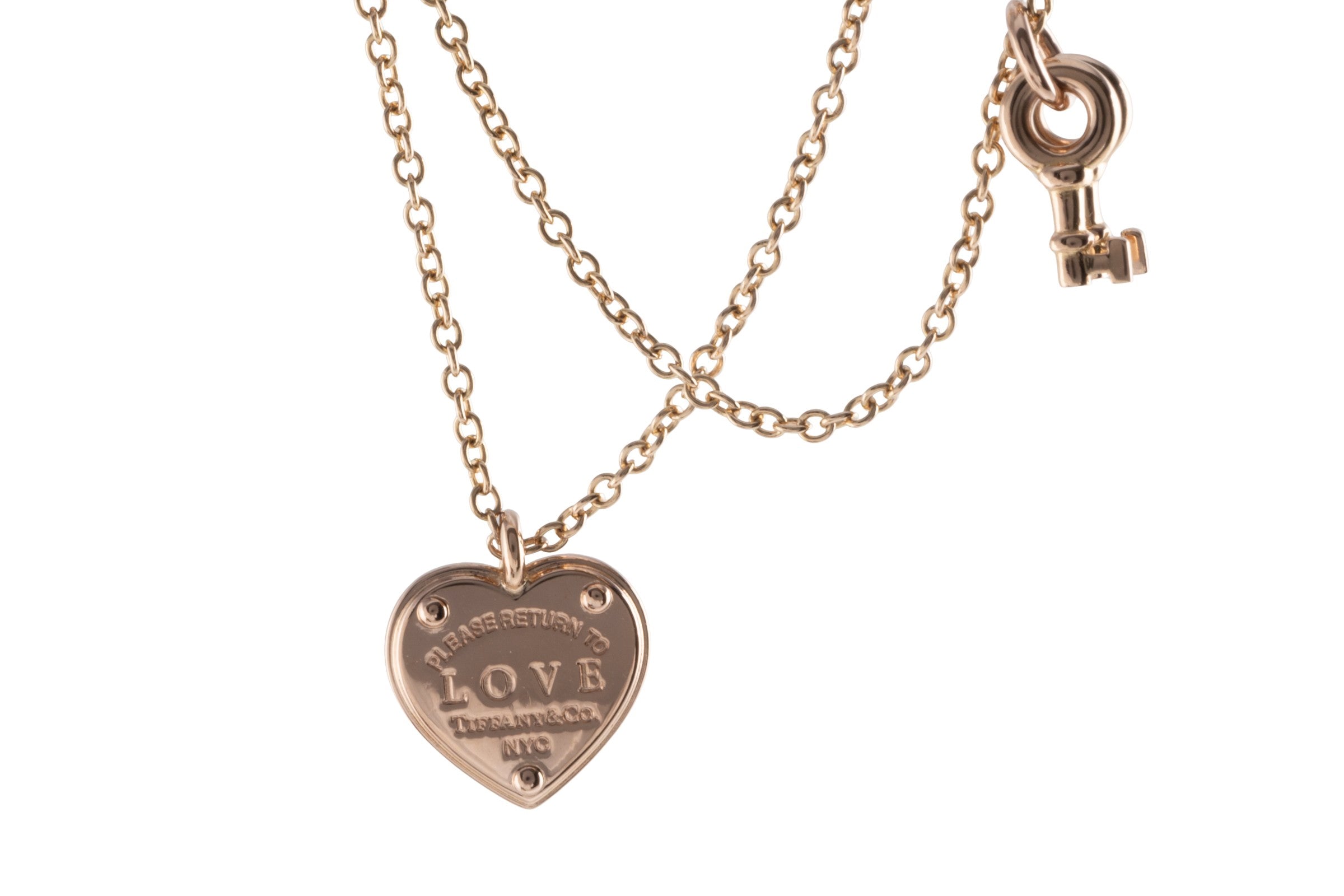 Tiffany & Co. bracelet with heart pendant & key 18k rose gold