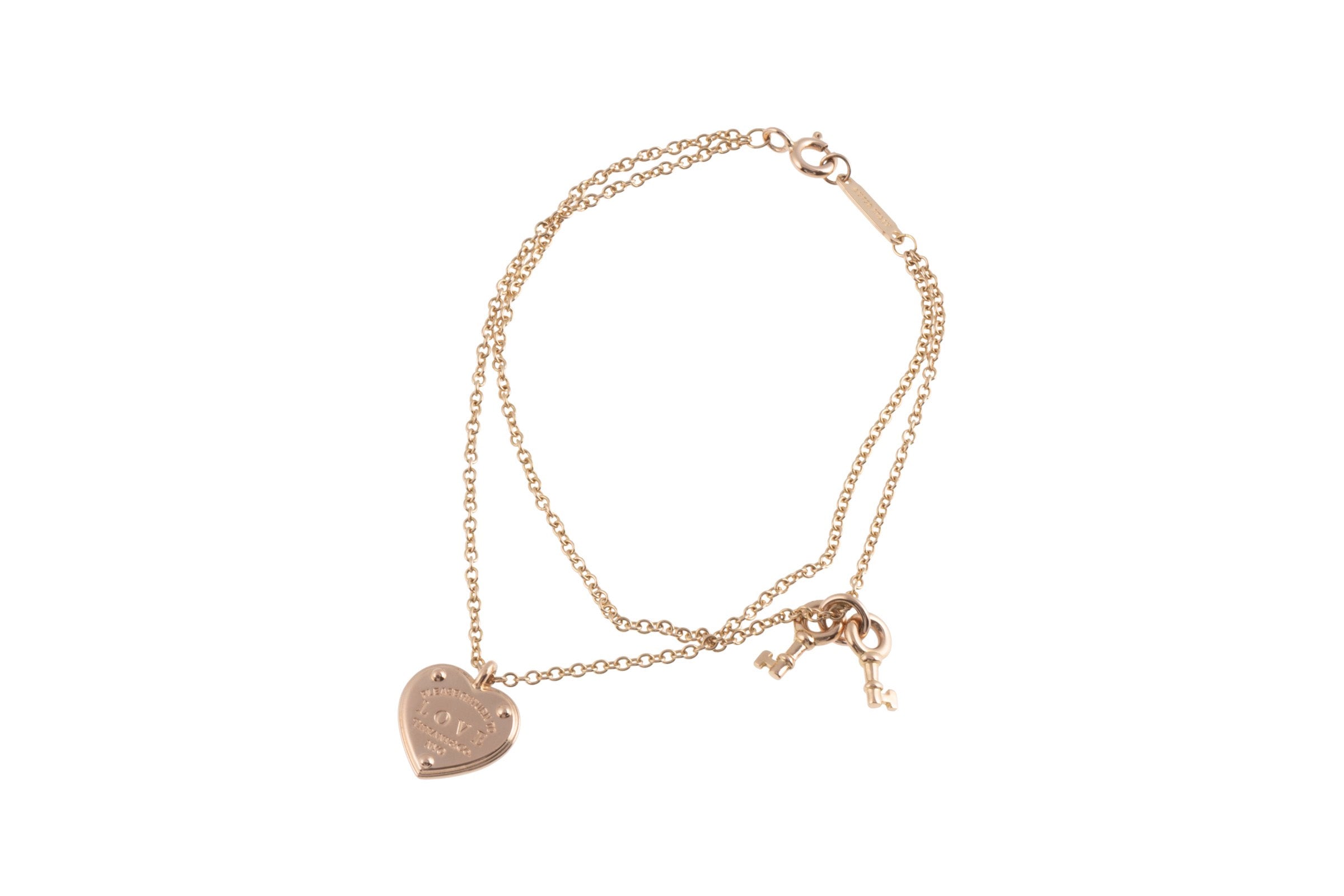Tiffany & Co. bracelet with heart pendant & key 18k rose gold retail price: 1950,- €[KL26000]